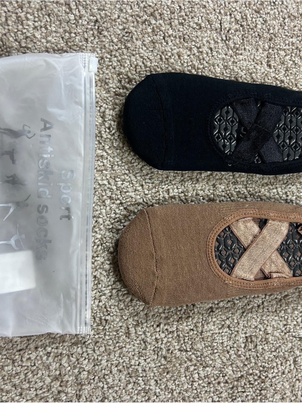Ballet Anti Skid Grip Socks Black Brown Non Slip Pilates Barre Socks 2 Pair